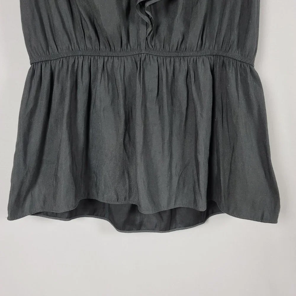 Express exaggerated ruffle neck v neck elastic peplum tank blouse top blouse